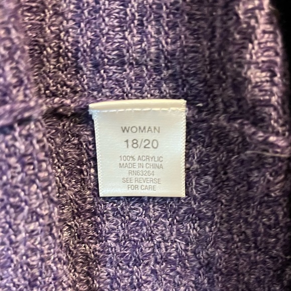 Dress Barn Cardi Purple Open Front Short Sleeve Shawl Collar Knit 18/20 (2X) GUC - Picture 3 of 4